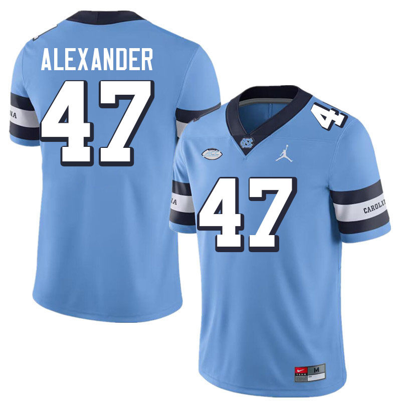 #47 Austin Alexander North Carolina Tar Heels College Football Jersey Stitched-Retro Blue